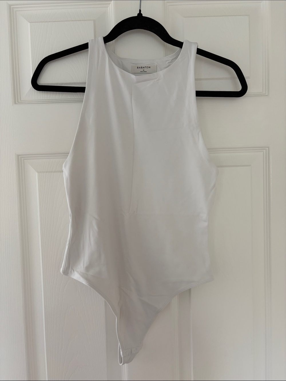 Babaton White High-Neck Sleeveless Bodysuit